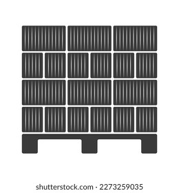 Delivery of building materials on a pallet glyph icon isolated on white background.Vector illustration.