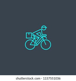 delivery by bike concept blue line icon. Simple thin element on dark background. delivery by bike concept outline symbol design from Delivery set. Can be used for web and mobile UI/UX