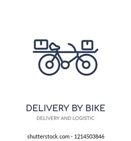 delivery by bike icon. delivery by bike linear symbol design from Delivery and logistic collection.
