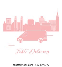 Delivery by car in the city. Fast and convenient shipping. Free delivery.
