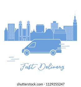 Delivery by car in the city. Fast and convenient shipping. Free delivery.