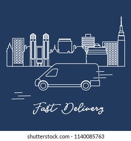 Delivery by car in the city. Fast and convenient shipping. Free delivery.