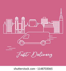 Delivery by car in the city. Fast and convenient shipping. Free delivery.