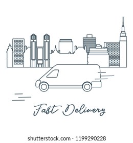 Delivery by car in the city. Fast and convenient shipping. Free delivery.