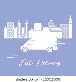 Delivery by car in the city. Fast and convenient shipping. Free delivery.