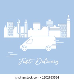Delivery by car in the city. Fast and convenient shipping. Free delivery.