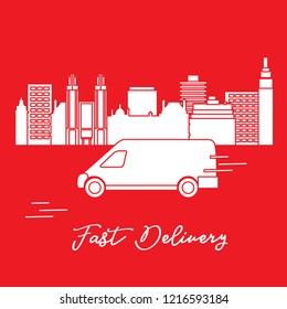 Delivery by car in the city. Fast and convenient shipping. Free delivery.