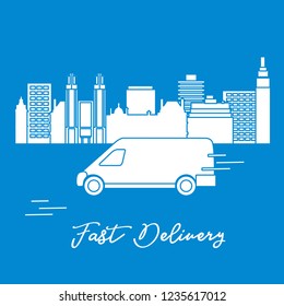Delivery by car in the city. Fast and convenient shipping. Free delivery.