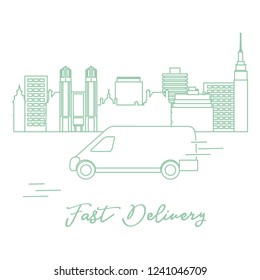 Delivery by car in the city. Fast and convenient shipping. Free delivery.