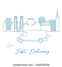 Delivery by car in the city. Fast and convenient shipping. Free delivery.