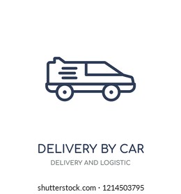 Delivery by car icon. Delivery by car linear symbol design from Delivery and logistic collection.