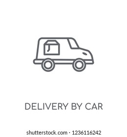 Delivery by car linear icon. Modern outline Delivery by car logo concept on white background from Delivery and logistics collection. Suitable for use on web apps, mobile apps and print media.