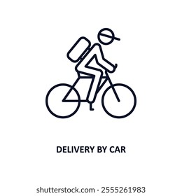 delivery by car outline icon.  Thin line icon from delivery and logistic collection. Editable vector isolated on white background