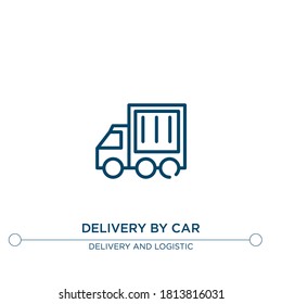 delivery by car outline vector icon. simple element illustration. delivery by car outline icon from editable delivery concept. can be used for web and mobile
