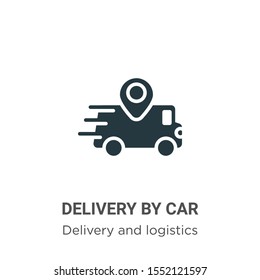 Delivery by car vector icon on white background. Flat vector delivery by car icon symbol sign from modern delivery and logistics collection for mobile concept and web apps design.