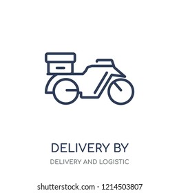 Delivery by Motorcycle icon. Delivery by Motorcycle linear symbol design from Delivery and logistic collection.