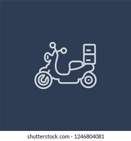 Delivery by Motorcycle icon. Delivery by Motorcycle linear design concept from Delivery and logistic collection. Simple element vector illustration on dark blue background.