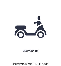 delivery by motorcycle icon on white background. Simple element illustration from delivery and logistics concept.