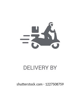 Delivery by Motorcycle icon. Trendy Delivery by Motorcycle logo concept on white background from Delivery and logistics collection. Suitable for use on web apps, mobile apps and print media.