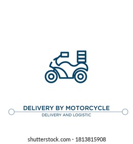 delivery by motorcycle outline vector icon. simple element illustration. delivery by motorcycle outline icon from editable delivery concept. can be used for web and mobile
