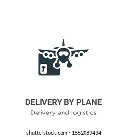 Delivery by plane vector icon on white background. Flat vector delivery by plane icon symbol sign from modern delivery and logistics collection for mobile concept and web apps design.