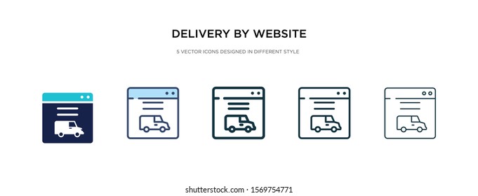 delivery by website icon in different style vector illustration. two colored and black delivery by website vector icons designed in filled, outline, line and stroke style can be used for web,