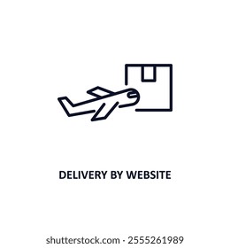 delivery by website outline icon.  Thin line icon from delivery and logistic collection. Editable vector isolated on white background