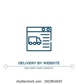 entrega por el icono vector de contorno del sitio web. ilustración de elemento simple. Icono de contorno de entrega por sitio web a partir del concepto de entrega editable. se puede usar para web y móvil
