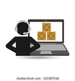 delivery call centre operator online boxes vector illustration eps 10