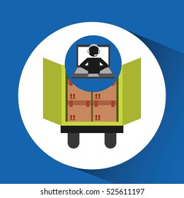 delivery call centre operator online truck delivery vector illustration eps 10