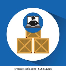 delivery call centre operator online boxes vector illustration eps 10