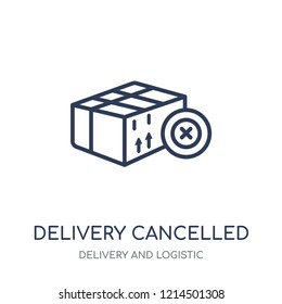 Delivery cancelled icon. Delivery cancelled linear symbol design from Delivery and logistic collection.