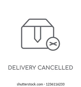 Delivery cancelled linear icon. Modern outline Delivery cancelled logo concept on white background from Delivery and logistics collection. Suitable for use on web apps, mobile apps and print media.