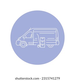 Delivery car black line icon. Pictogram for web page, mobile app, promo.