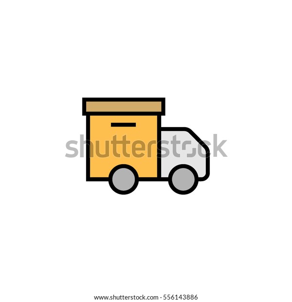 Delivery car,\
box delivery, shipping flat line\
icon