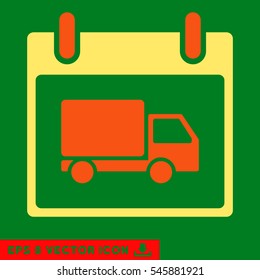 Delivery Car Calendar Day icon. Vector EPS illustration style is flat iconic bicolor symbol, orange and yellow colors.