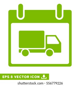 Delivery Car Calendar Day icon. Vector EPS illustration style is flat iconic symbol, eco green color.