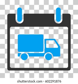 Delivery Car Calendar Day icon. Vector illustration style is flat iconic bicolor symbol, blue and gray colors, transparent background. Designed for web and software interfaces.