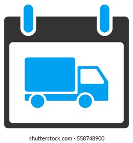 Delivery Car Calendar Day vector toolbar icon. Style is bicolor flat icon symbol, blue and gray colors, white background.