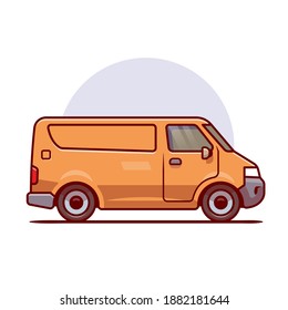 Delivery Car Cargo Cartoon Vector Icon Illustration. Vehicle Transportation Icon Concept Isolated Premium Vector. Flat Cartoon Style