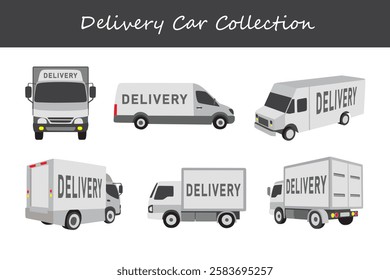 delivery car collection in different style. Vector illustration.