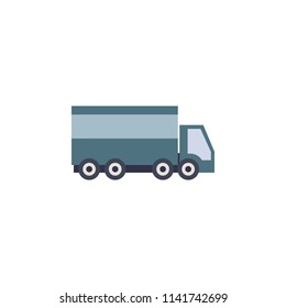 Delivery car flat icon. Truck service pictogram. Vector van isolated on white background.