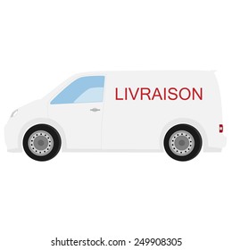 Delivery car with french text delivery vector icon, delivery truck, delivery service 