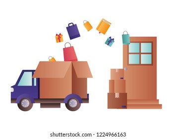 delivery car with gifts and door closed