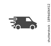 Delivery Car Icon Black and White Vector Graphic