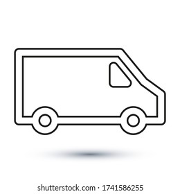 Delivery car icon, outline vector sign, linear style pictogram isolated on white. Symbol, logo illustration. Editable stroke. Eps10 vector illustration.