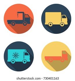 delivery car, icon set