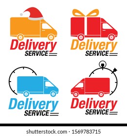 Delivery Car icon set , The Holiday Season Delivery Symbol, Vector illustration