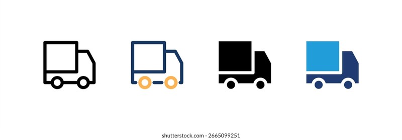 Delivery Car icon set multiple style collection. Vector illustration.