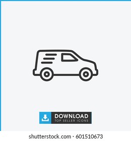 delivery car icon. simple outline delivery car vector icon. on white background.